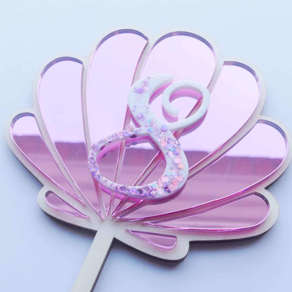 Topper coquillage relief miroir rose