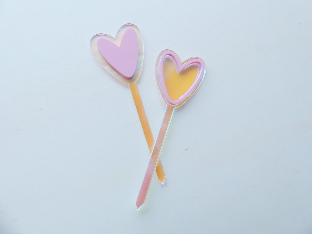 Lot 2 topper coeur transparent