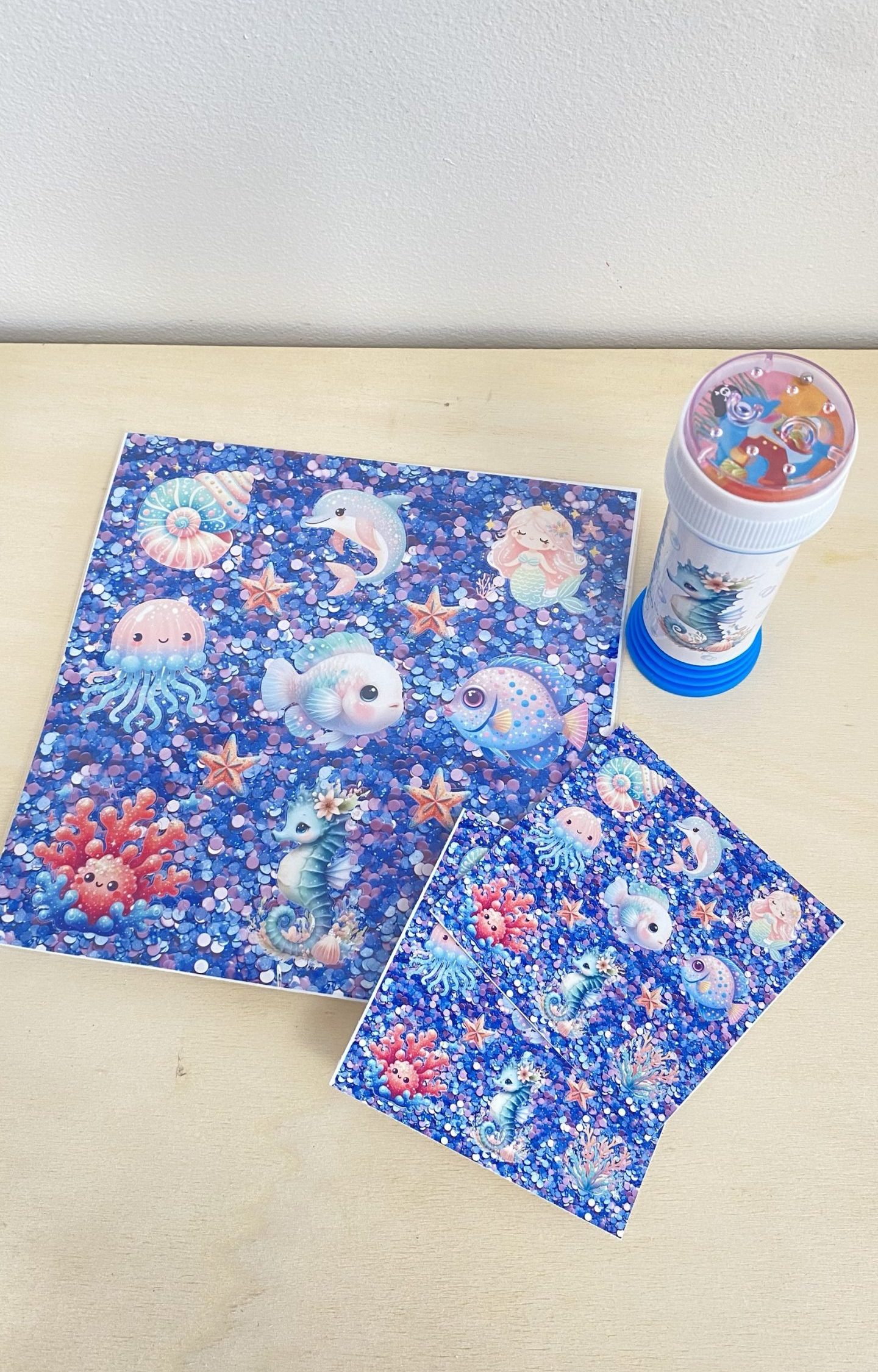 lot stickers sirène océan et produit bulle