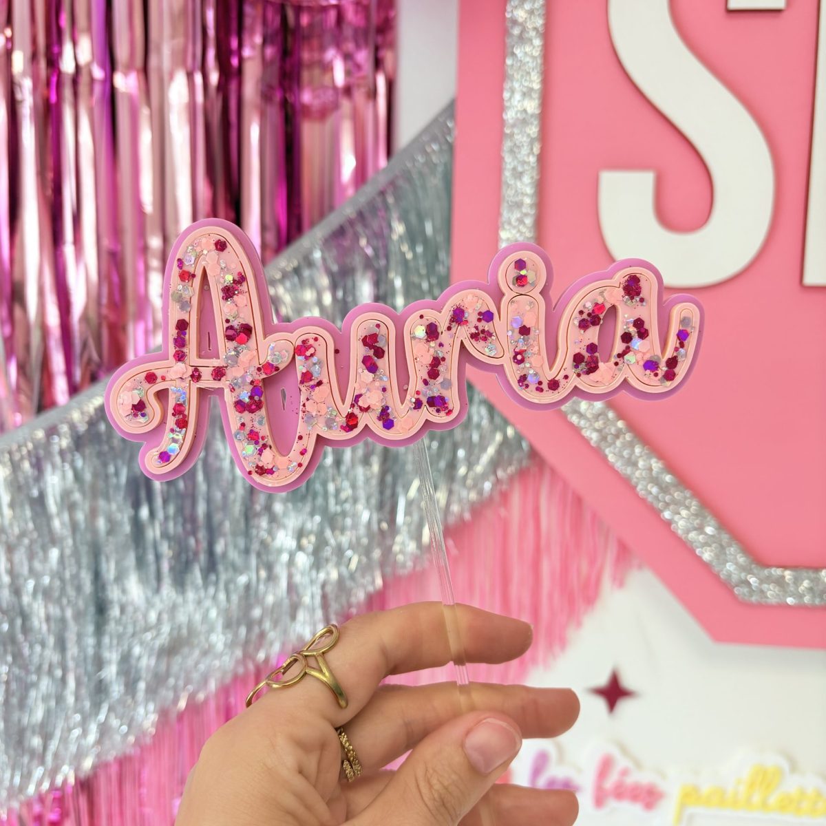 L'ultra glitter lavande/rose (pic amovible inclus)
