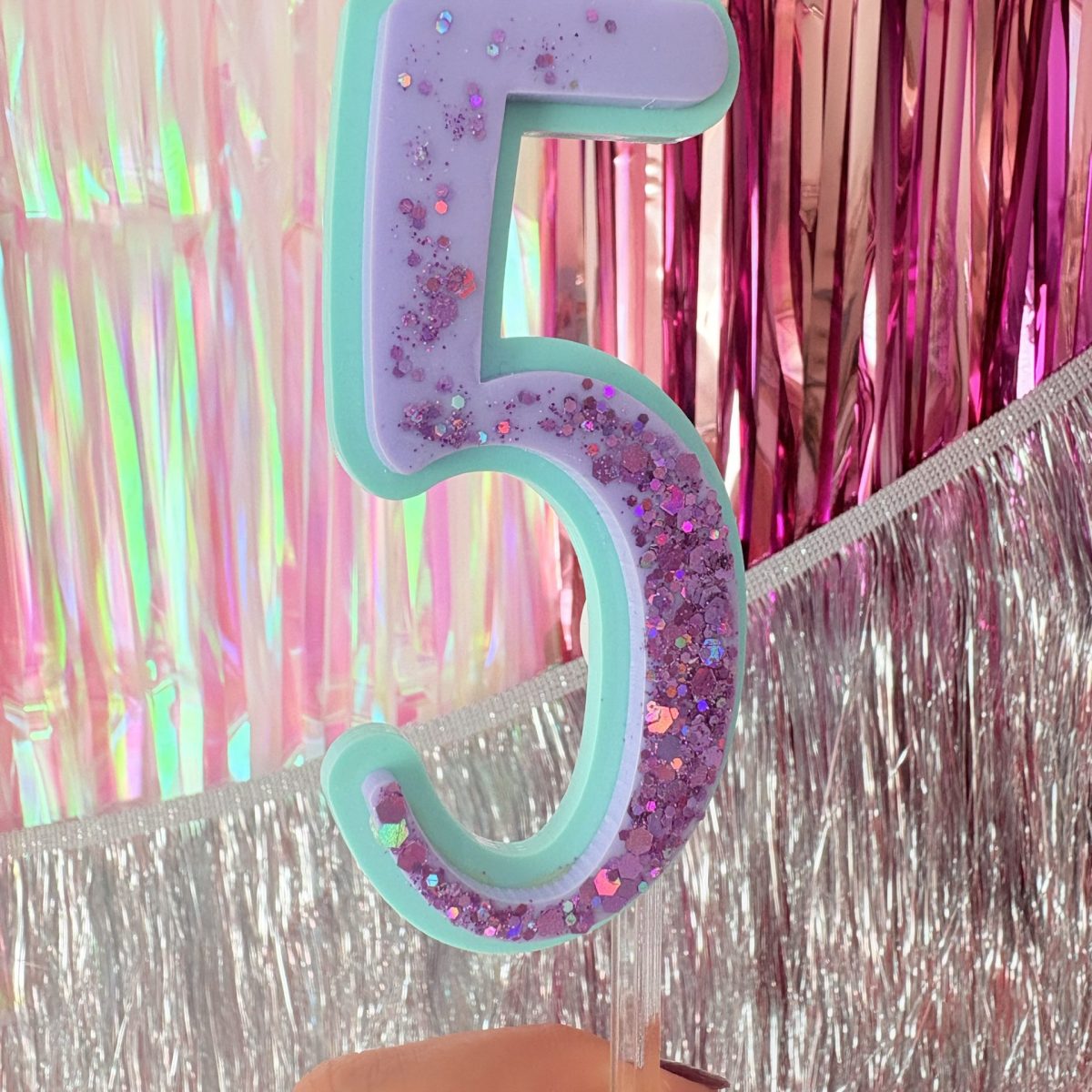 Topper chiffre glitter violet lila (pic amovible)
