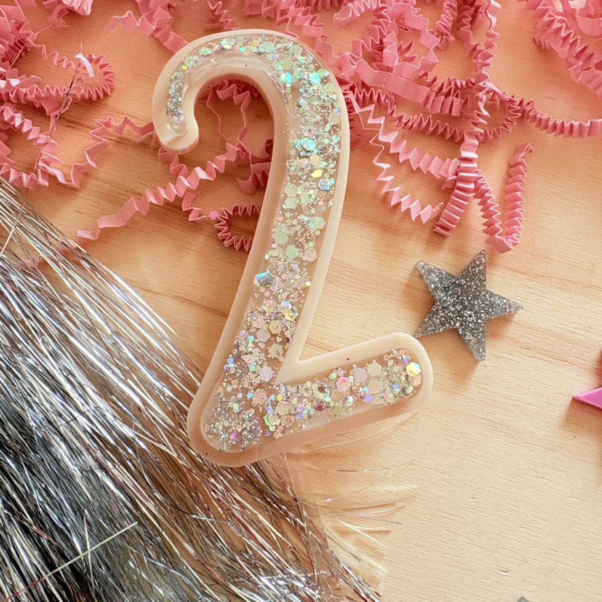 cake topper chiffre glitter coco (pic amovible)