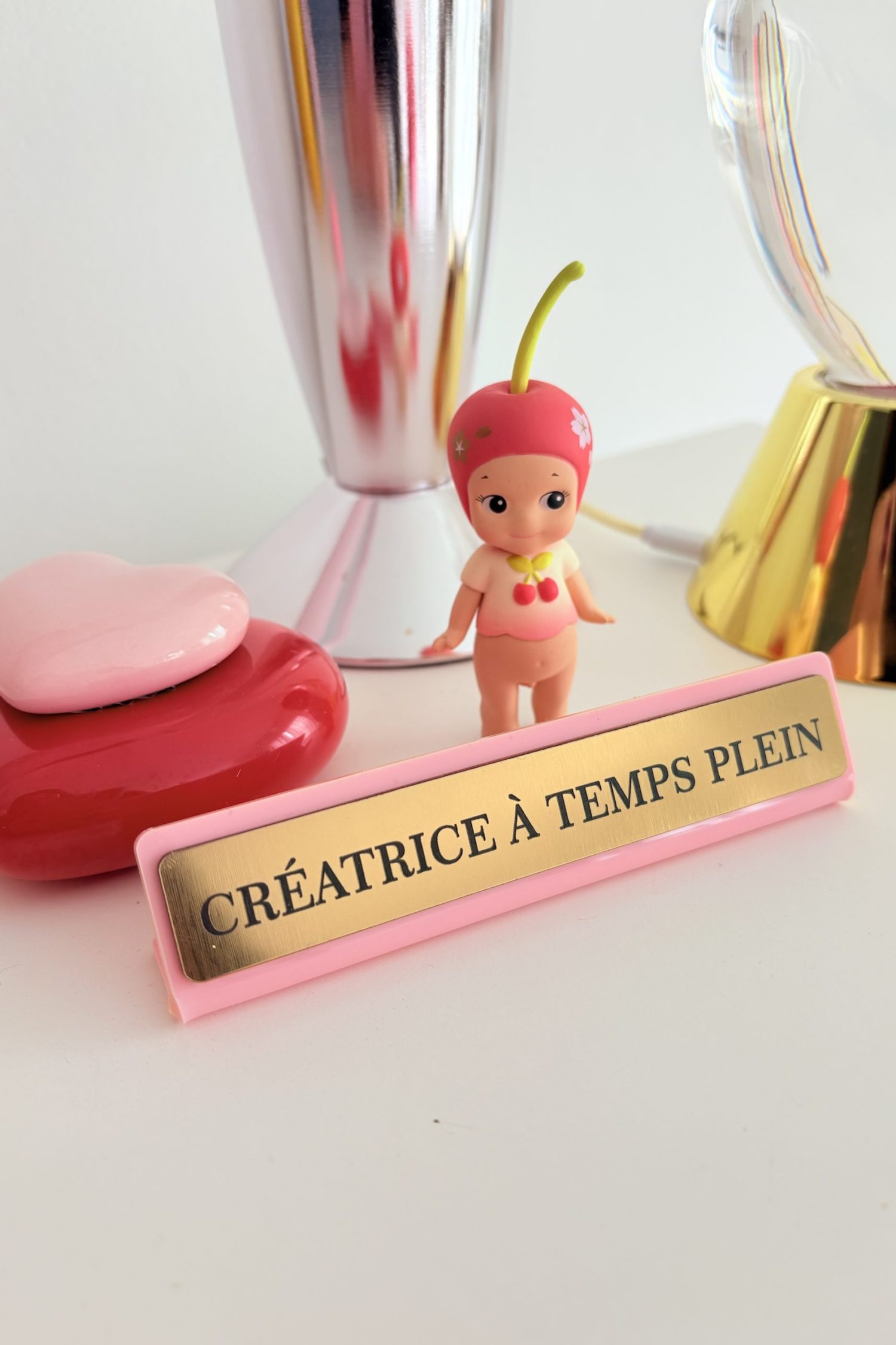 Mini pancarte rose / or