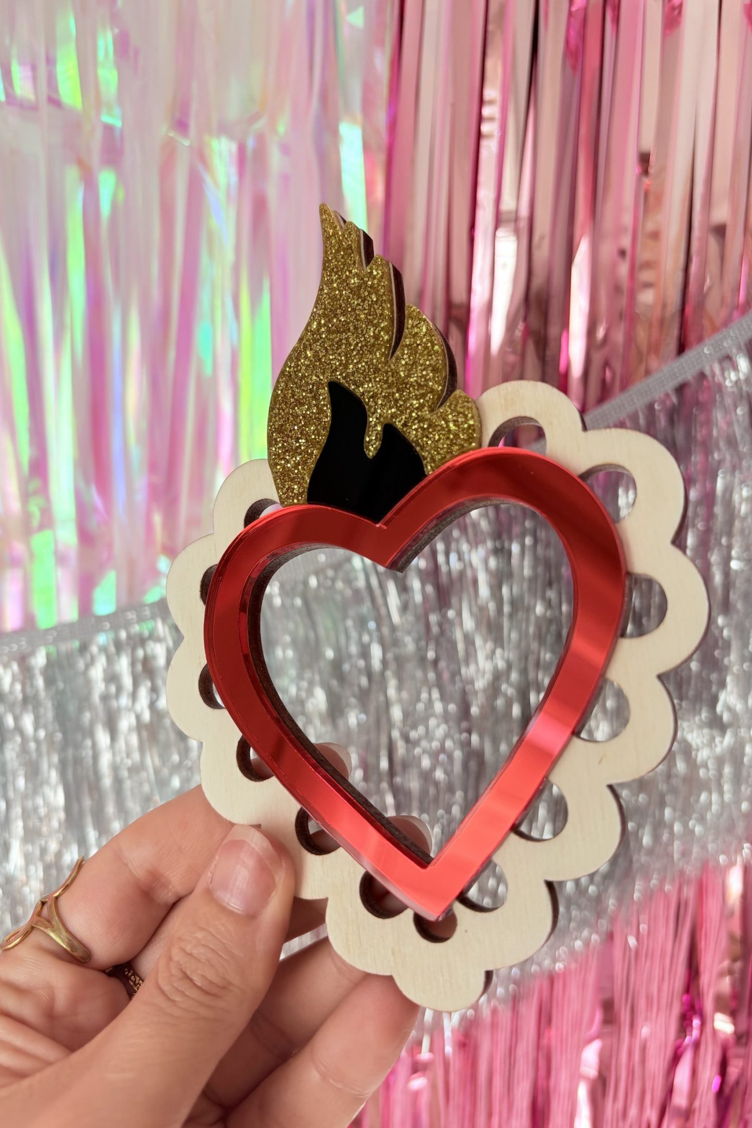 Ex voto flamme rouge miroir