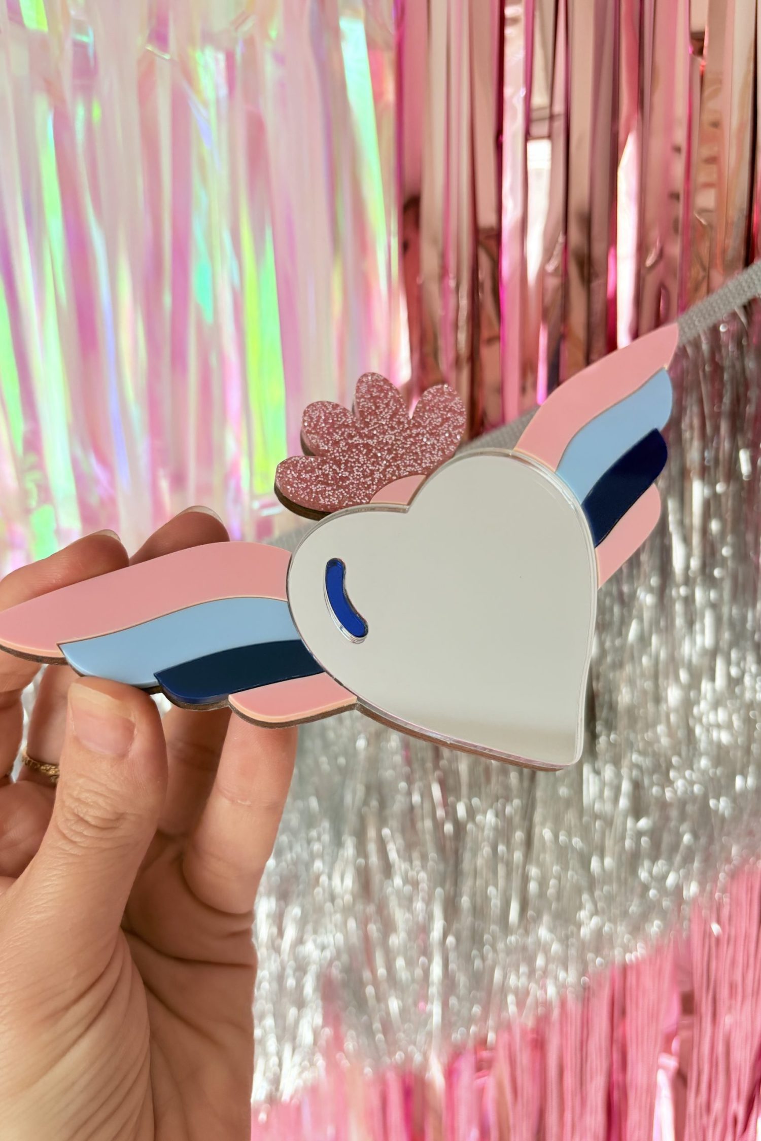 Ex voto ailes coeur miroir argent