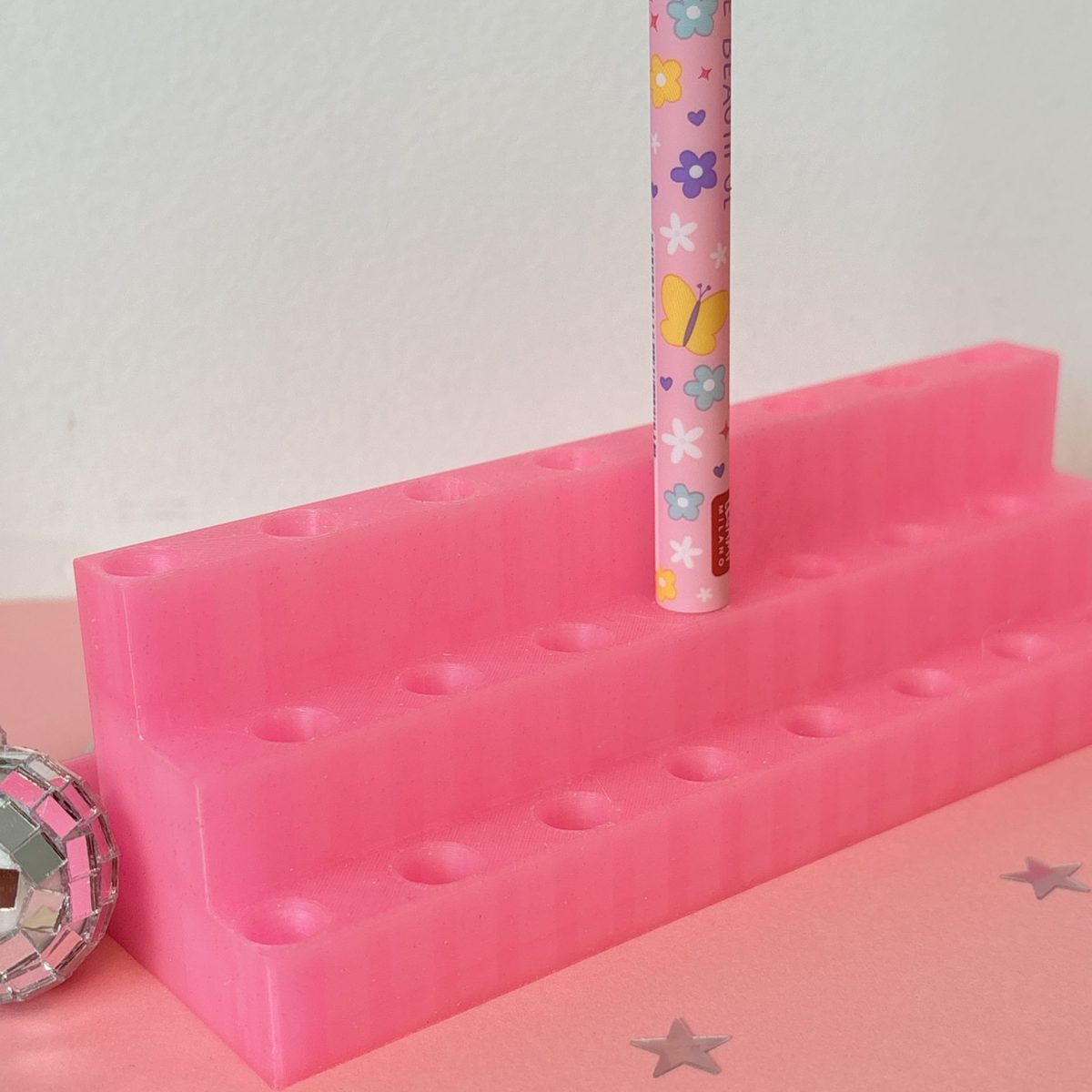 Porte stylo pour stylo type legami rose fuschia paillettes rangement