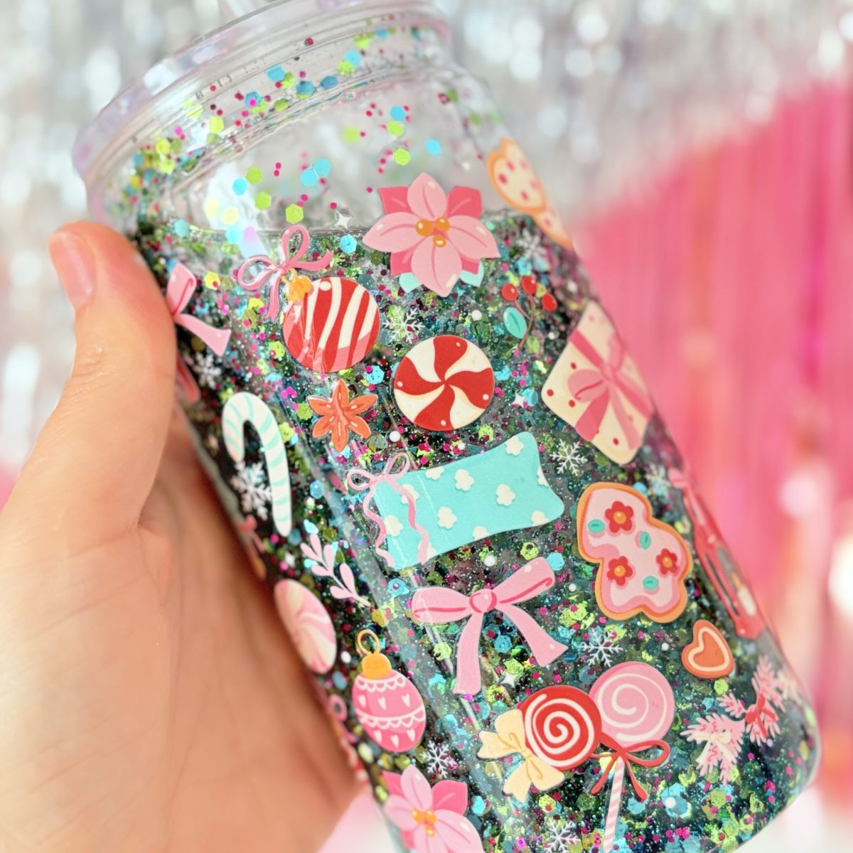 Gobelet magique Noël Sapin rose 470ml