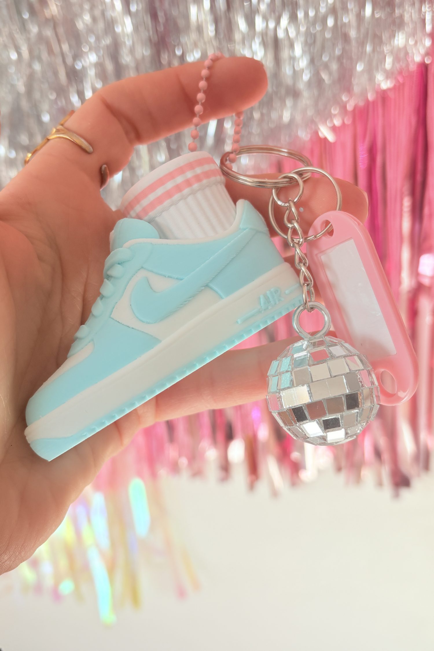 Clicker porte clefs disco Air force bleu pastel