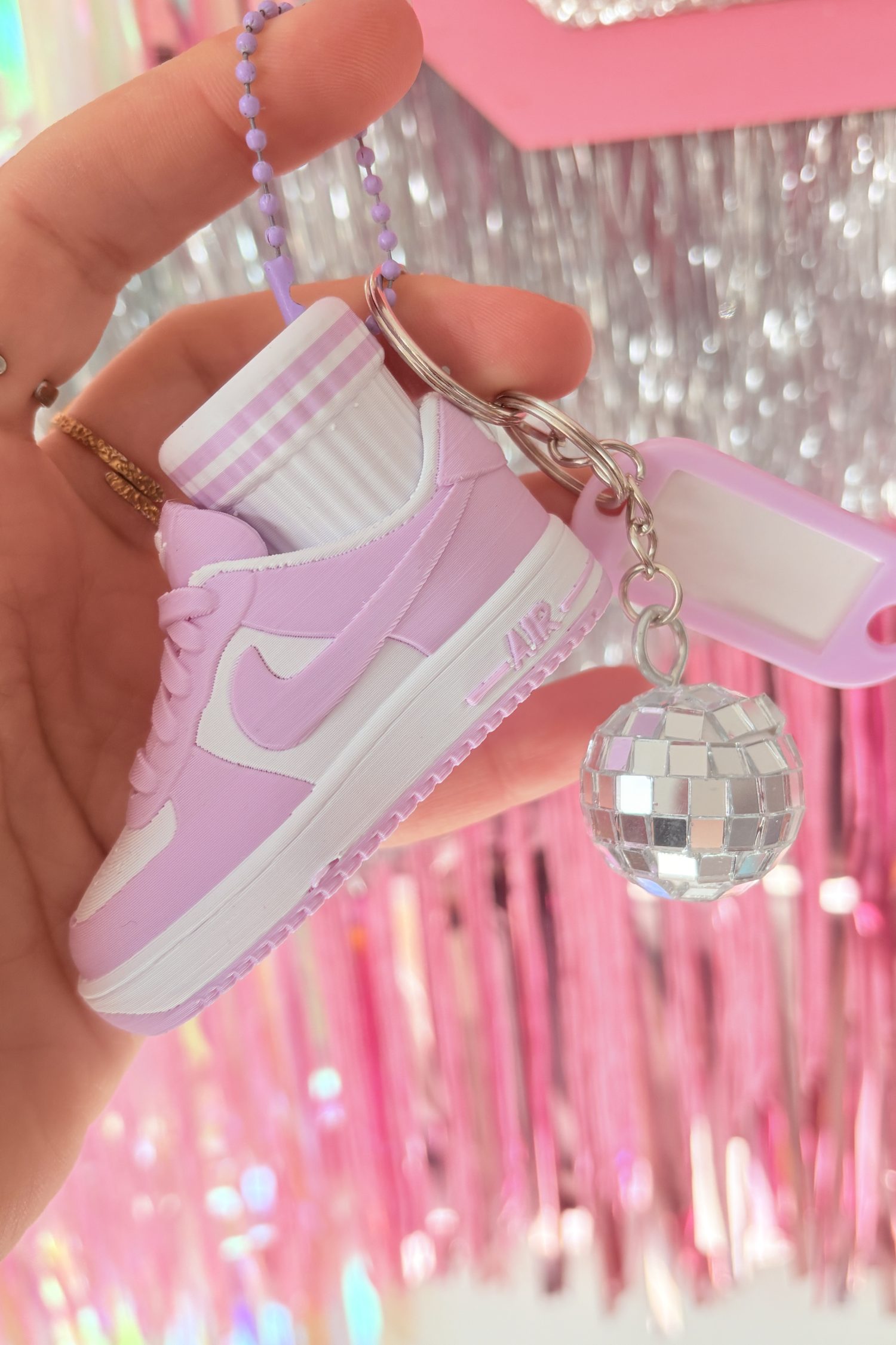 Clicker porte clefs disco Air force parme pastel