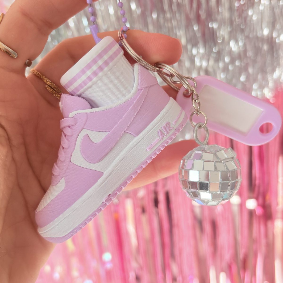 Clicker porte clefs disco Air force parme pastel