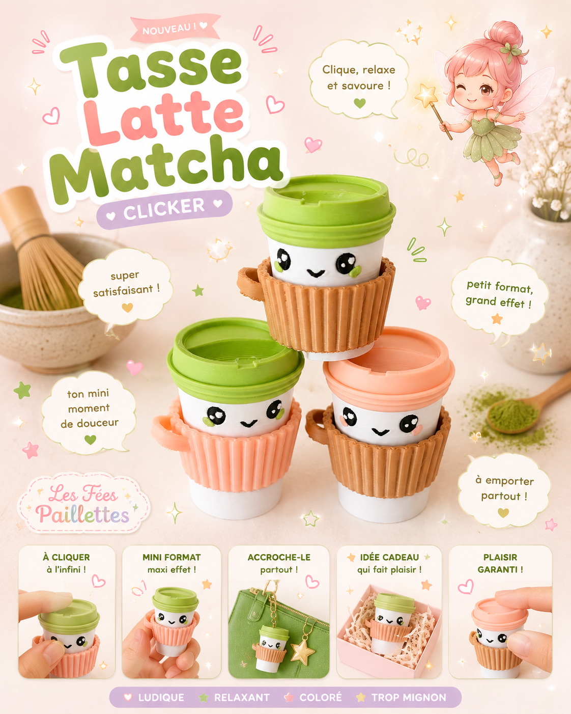 Tasse latte matcha clicker