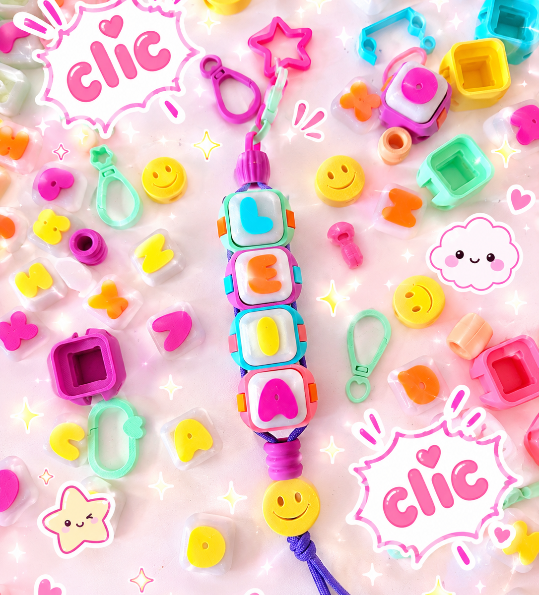 Clickers lettres prénom porte-clefs